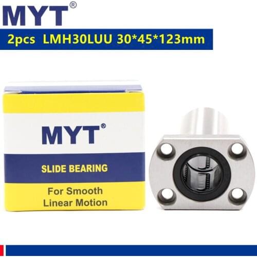 2pcs MYT high precision LMH30LUU long type oval flange linear ball bearing for 30mm CNC Router 3d printer parts 30*45*123 mm