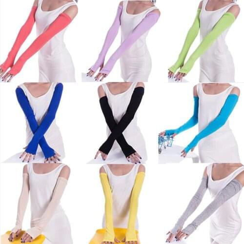 Fashion Ice Silk Cold Gloves Half Finger without fingers Driving Arm Warmers UV Protection Sun Sunscreen Protection Sleeve G190