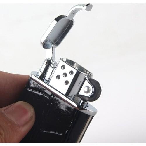 Reloadable Creative Retro Metal Old-fashioned Grinding Wheel Open Flame Lighter Gadgets for Men Briquets Et Accessoires Fumeurs