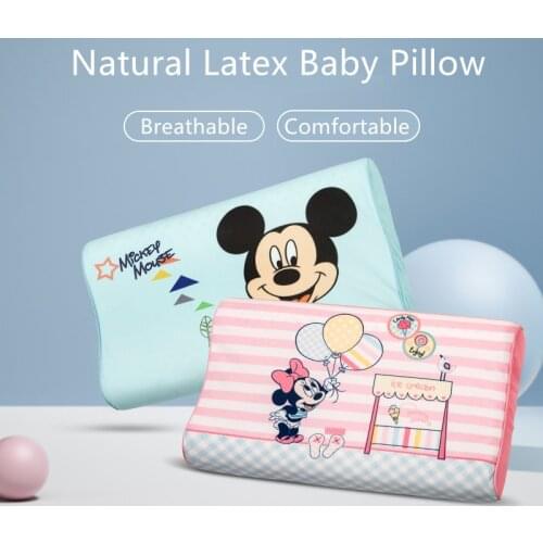 Disney Children Latex Neck Pillow Mickey Minnie Ice Silk Cartoon Print Baby Student Four Seasons Decorative Gift For Kids 3-6Y