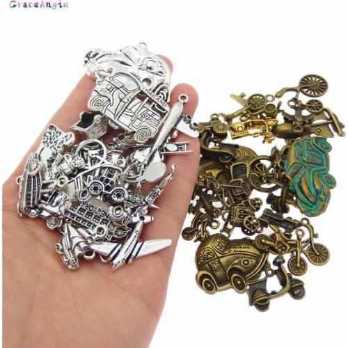 20pcs Random Bronze Jewelry Color Mixed Style Assorted transportation tools Charms Alloy Jewelry Making Accessory Pendant