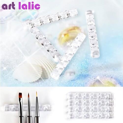 Nail Art 5 Grids Acrylic Clear Rack Shelf Painting Brush Pen Rest Holder Stand Display Carrier Storage Tips Salon Manicre Tools