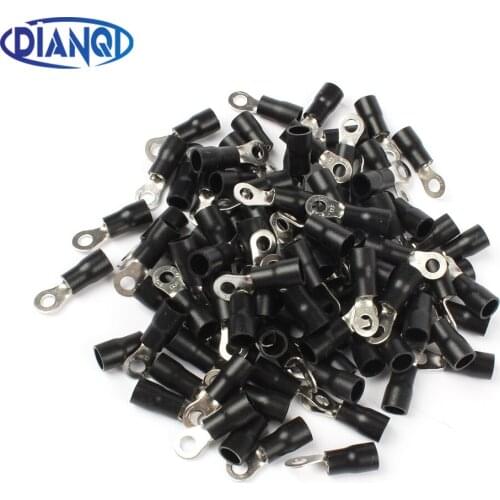 RV3.5-4 Black Ring insulated terminal 100PCS/Pack suit 2.5-4mm2 cable Crimp Terminal Cable Wire Connector14-12AWG RV