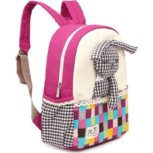 Kids SchoolBags Kindergarten schoolbag 2-5 years old boys and girls cartoon children color grid bunny backpack Mochila Escolar