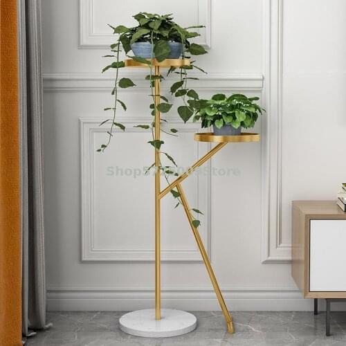 Nordic wrought iron floor indoor living room flower stand balcony flower pot stand creative simple decoration green radish doubl