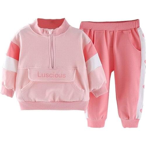 New Spring Autumn Baby Girls Clothes Suit Children Fashion Cotton Jacket Pants 2Pcs/Sets Toddler Sports Clothing Kids Tracksuits