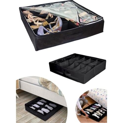 10 compartments Shoes Storage Bag Storage Bag Black Foldable Stylish Ergonomic Decorative Regulator