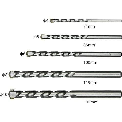 5pcs Masonry Drill Bits Tungsten Carbide Tipped Concrete Brick Stone Drilling Set Size 4/5/6/8/10mm Power Tool Accessories