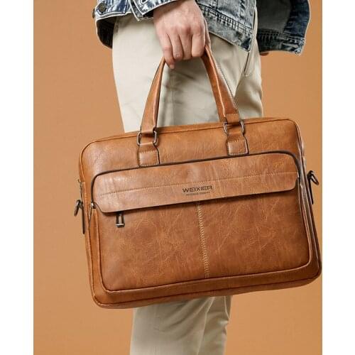 Vintage Leather Mens Handbag Briefcase Messenger bags Brand PU Leather Men Shoulder bag Male Crossbody bags 2021 Tote New