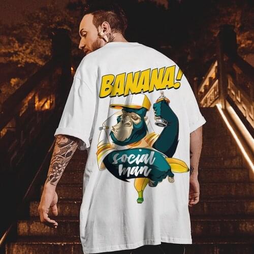 ZAZOMDE 2021 Hip Hop T Shirt Men T-shirt Harajuku Streetwear Tshirt Cotton Short Sleeve Summer Banana Tops Tee HipHop Black