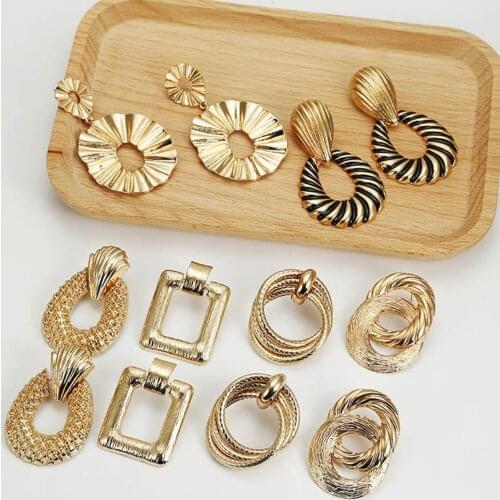 BLUELANS Fashion Women Square Round Geometric Dangle Ear Stud Earrings Statement Jewelry joyas moda 2020 сережки кольца