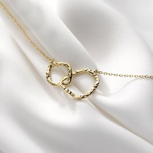 MloveAcc 925 Sterling Silver Double Loop Women Necklace Pendant Wedding Engagement Irregular Circle Promise Jewelry Gift