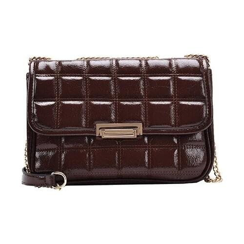 2021 Winter Chain Shoulder Bag Womens Hand Bag Quality Handbags Glossy High Qualtiy Pu Leather Crossbody Bag for Women