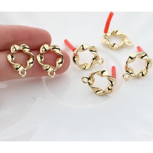 Zinc Alloy Golden Geometric Round Spiral Earrings Base Connectors Linkers 6pcs/lot For DIY Fashion Earrings Jewelry Accessories