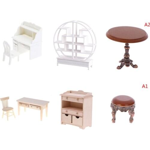 1:12 Dollhouse Mini Dollhouse Furniture Desk Chair set Miniature Furniture Miniature Living Room Kids Play Toy