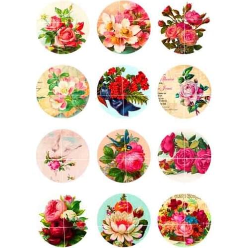 10mm 12mm 16mm 20mm 25mm 30mm 205 Flower Mix Round Glass Cabochon Jewelry Finding 18mm Snap Button Charm Bracelet