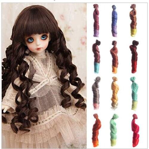 12PCS/LOT Wholesale Synthetic Fiber BJD Hair 1/4 Brown Curly Doll Wig Hair