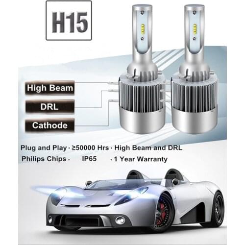 2x H15 LED 80W 16000LM Car Headlight Lamp Bulb for Ford Kuga Golf 7 Mazda CX 5 Audi BMW CANBUS
