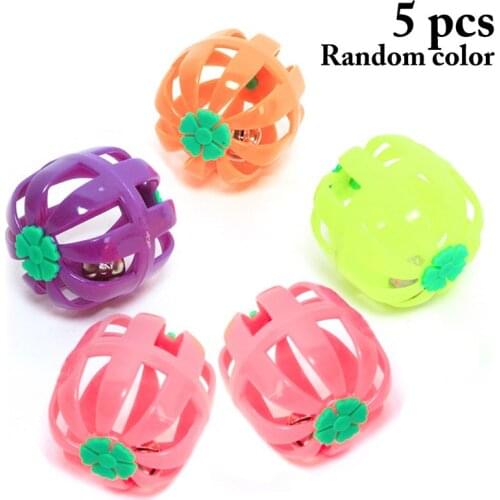 5PCS Cat Bell Toy Plastic Hollow Out Pumpkin Ball Shaped Kitten Chew Toy Cat Interactive Toy Pet Training Supplies Random Color
