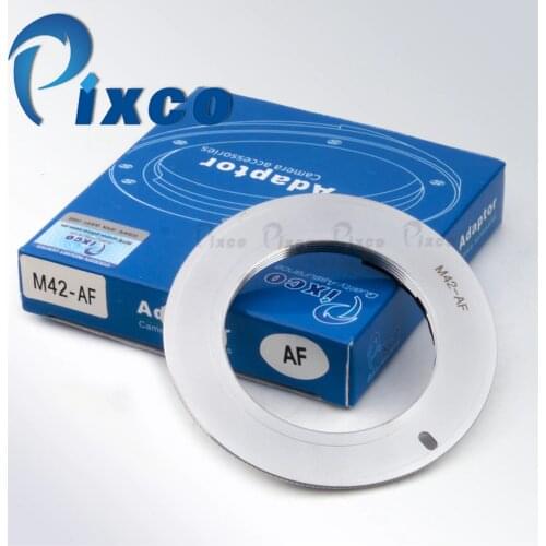 Pixco AF Confirm Adapter M42 Screw Mount Lens to Suit for Sony Alpha For Minolta MA Camera Silver