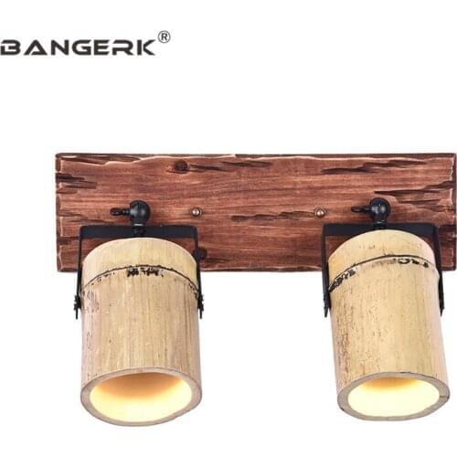 American Loft Sconce Wall Light Industrial Vintage LED Wall Lamp Wood Bamboo Can Adjusted Antique Lamps Home Decor Lighting