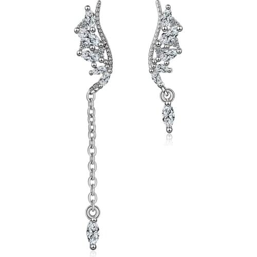 XIYANNIKE S925 Sterling Silver Asymmetric Wings Mosaic Zircon Earrings Fashion Luxury Engagement Jewelry For Women Gifts VES6833