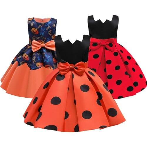 Girls Satin Polka Dots Ball Gown For Birthday Wedding Party Dress Bow Girls Princess Frocks First Dinner Dresses 4 6 8 10 12 Y