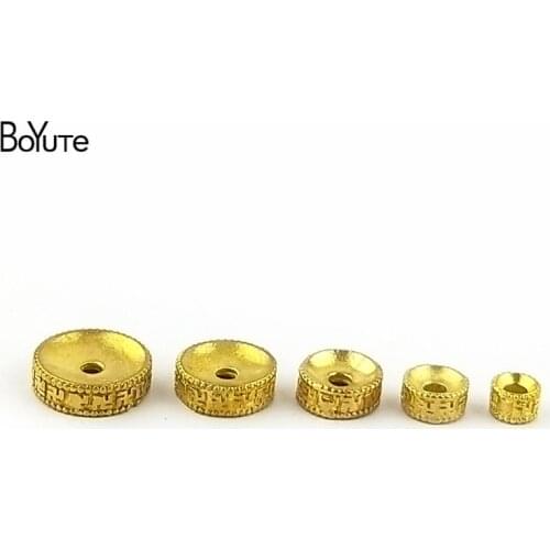 BoYuTe (20 Pieces/Lot) 6MM 8MM 10MM 12MM 14MM Metal Brass Spacer Beads Diy Buddha Accessories Beads for Jewelry Making