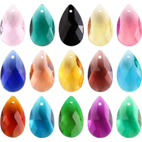 20Pcs Austrian Glass Teadrop Beads Blue 13x22mm Lampwork Crystal Drop Pendant For DIY Making Charms Earing Necklace Accessories