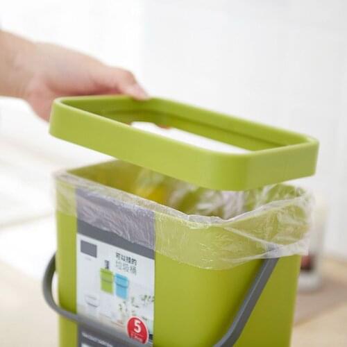 Household Cabinet Door Wall-mounted Small Trash Can Plastic Mountable Basket Bucket Hanging Waste Bin with Lid Office