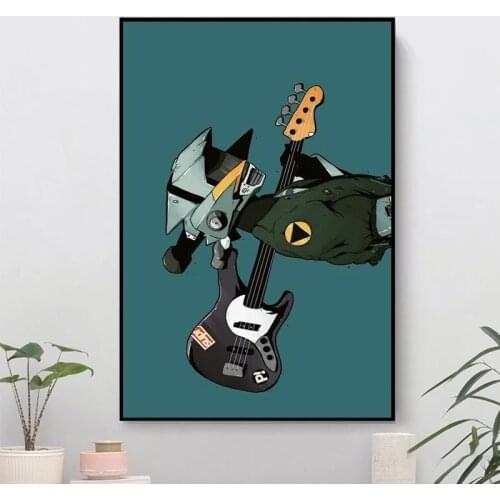 FLCL Guitar Canvas Art Posters and Prints Wall Art Animation Canvas Painting Picture Living Room Art Wall Decor