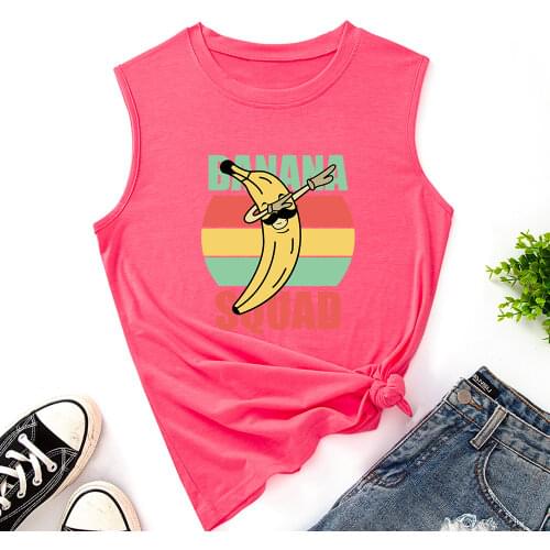 Funny Banana Squad Tank Tops Women Vest Tanks Top Summer Shirt Sleeveless T-Shirts Casual Muscle Fitness Tee Shirts Clothes