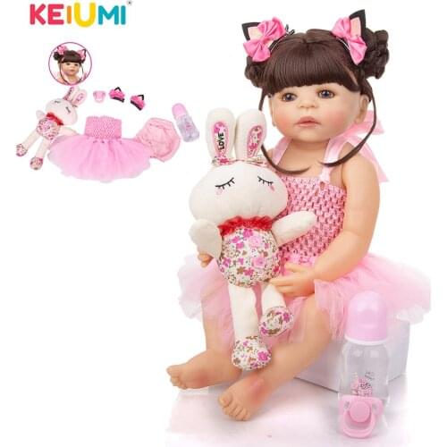 KEIUMI 22 Inch Full Body Silicone Reborn Baby Dolls Realistic 57 cm Bebe Dolls Toy Childrens Day Gifts Bed Time Playmate