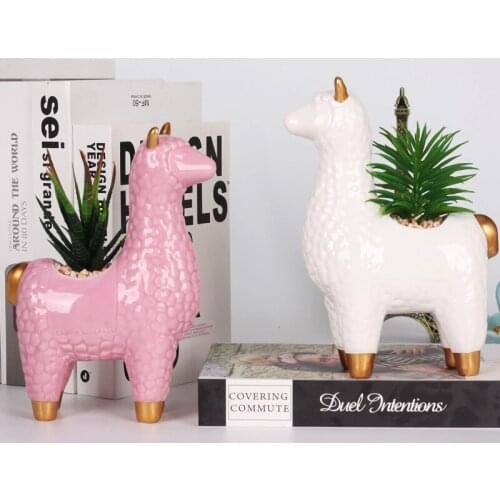 Nordic Ceramic Crafts Animal Ornaments Flowerpot Desktop Plant Pot Simulation Flower Vase Home Decoration Accessories