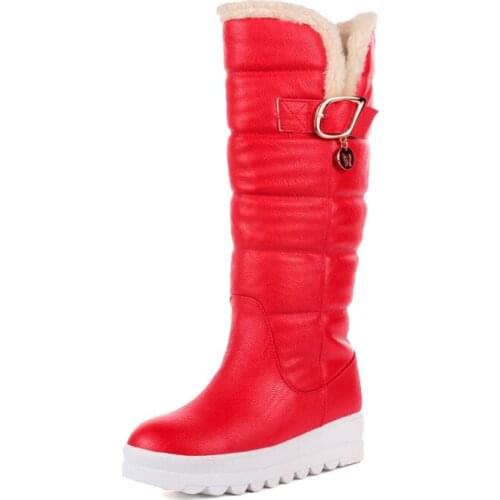 KNCOKAR The new new winter high heel boots joker round head Sweet and comfortable Thick warm boots