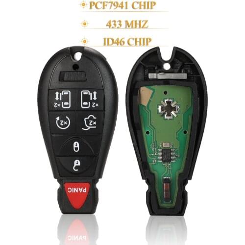 Kutery 10pcs 7 Buttons Smart Remote Car Key Fob 433Mhz Pcf7941 ID46 For Dodge Caravan Chrysler Town & Country Jeep M3N5WY783X