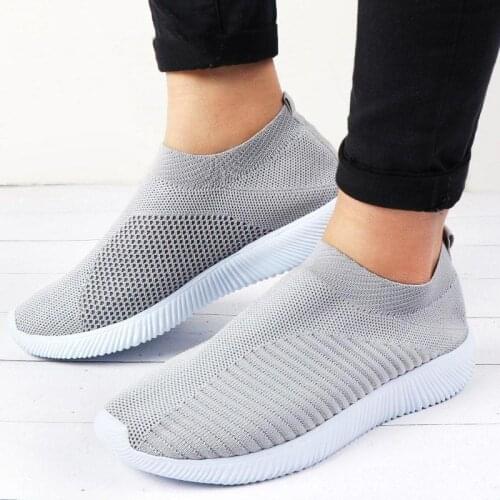 Plus Size Summer Lightweight Womens Trainers Sock Sneakers Women Sports Gray Sport Shoes Breathable Running for Women GMB-0527