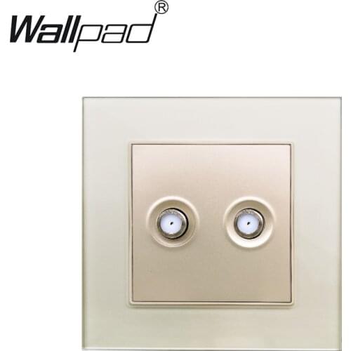 2 Satellite Wall Socket Gold Glass Panel Wallpad 2 Pin Satellite socket Connector 86mm * 86mm