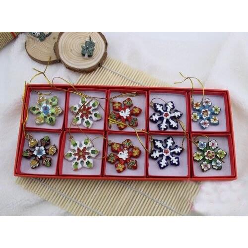 BRAND NEW10PC cute CHINESE STYLE HANDMADE Cloisonne Christmas Snowflake Ornament
