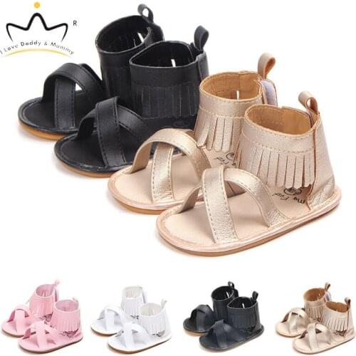 Summer New Soft PU Leather Sandals Girls Tassel Non-Slip Baby Girl Shoes Toddler Shoes First Walkers