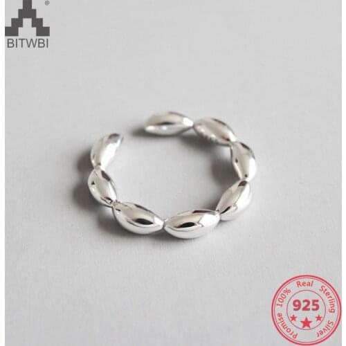 New Unique Ellipse Beads Rings 925 Sterling Silver Rings Geometric Open Rings for Women bague femme anel feminino aneis