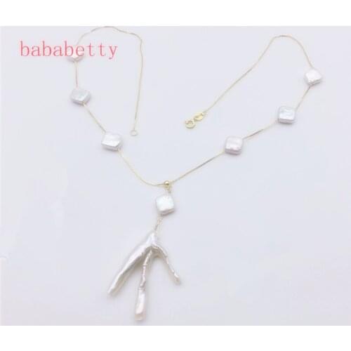 New Tibetan silver fashion natural freshwater Alien irregular pearl Pure hand made Pendant necklace
