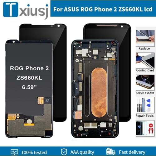 Original AMOLED For ASUS ROG Phone 2 Phone2 Phone II LCD Display Touch Screen With Frame For ASUS ZS660KL I001DA LCD+Free tools