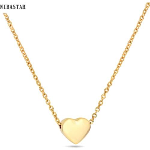 NIBASTAR Heart Shape Stainless Steel Necklace For Women Simple Sweet Pendant For Girl Fashion Party Choker Accessory