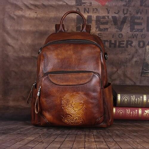 YourSeason Genuine Leather Female Large Capacity Casual Backpack Cowhide Handmade Women 2021 Vintage Travel Bags