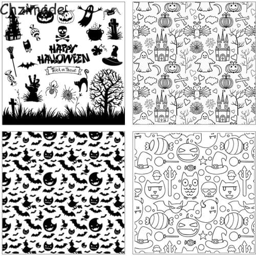 Chzimade Halloween Clear Silicone Stamp Seal For DIY Scrapbooking Album Decorative Clear Stamp Sheets Cards Making
