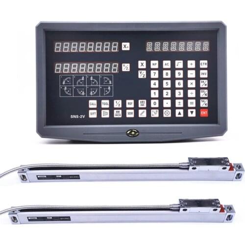 SNS-2V 2 Axis DRO Digital Readout 110V/220V And 2 Pieces Linear Glass Scale Optical Encoder Rulers For Lathe Milling Machine