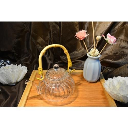 Perotti Bamboo Handle Glass Teapot
