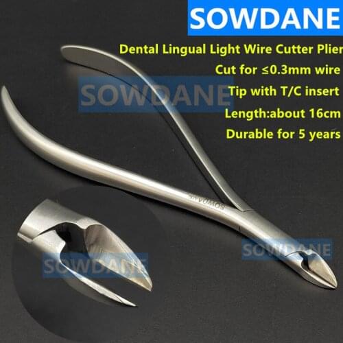 Dental Ortho Lingual Ligature Pin Cutting Light Wire Cutter Plier with TC Insert Cutter for Max 0.3mm Wire Long handle Tool