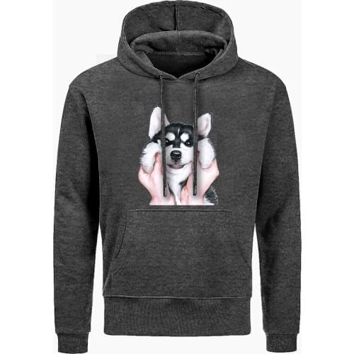 Funny MenS Cute Pug Design Dog Siberian Husky Printed Hoodie Men Autumn Hip Hop Tops Sportswear Winter Harajuku Streetwear
